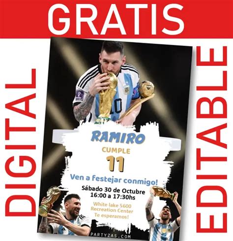 Gratis Invitaci N Lionel Messi Editable Y Personalizable Whatsapp