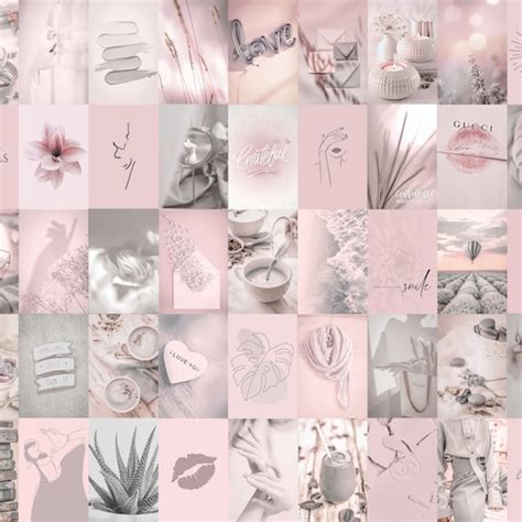 Blush Pink Wall Collage Kit Aesthetic Dusty Pink Trendy Etsy