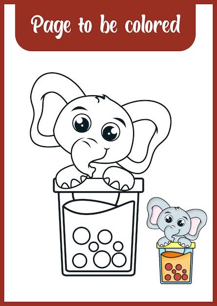 Livre de coloriage pour enfant éléphant mignon Vecteur Premium