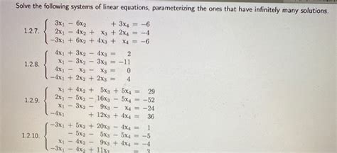 Solved Solve The Following Systems Of Linear Equations Chegg