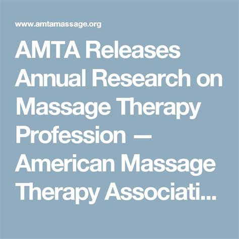 Amta Releases Annual Research On Massage Therapy Profession — American