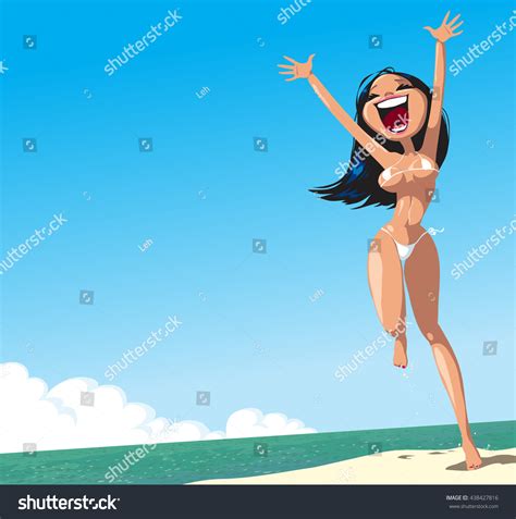 Cartoon Sexy Happy Girl Bikini On Stock Vector Royalty Free