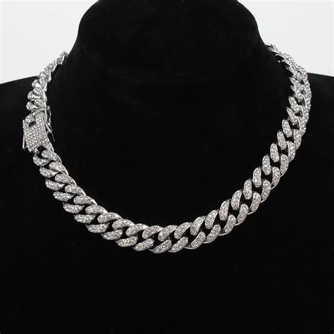 K Gold Finish Iced Out Hip Hop Cz Miami Cuban Chain Necklace Thick