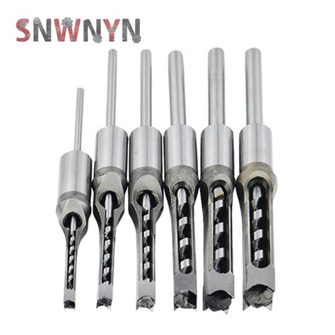 6pcsset 64 127mm Woodworking Square Hole Drill Bits Wood Mortising