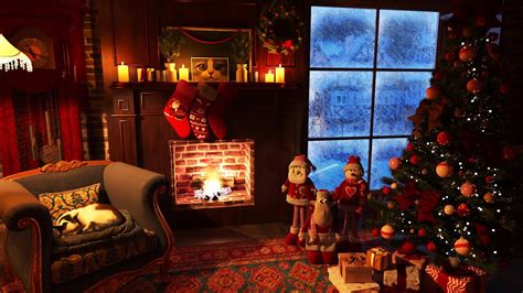 Cozy Winter Ambience Blizzard Sounds Crackling Fireplace Snow Fall