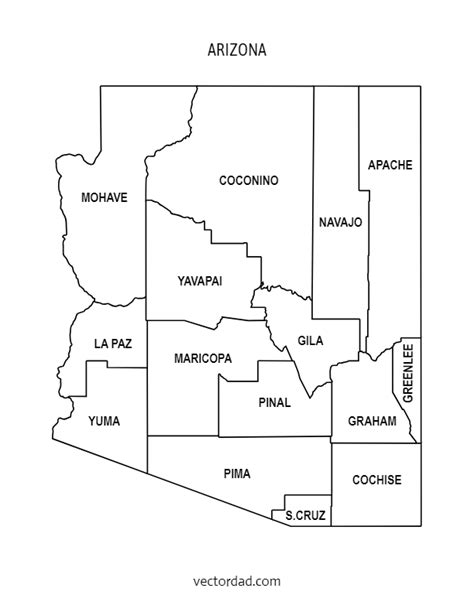 Arizona County Map: Editable & Printable State County Maps