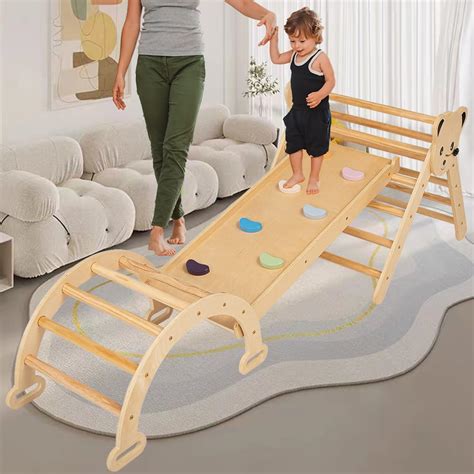 Pickler Pikler Triangle Set Climber 3 Piece Climbing Gym Wood Hearts