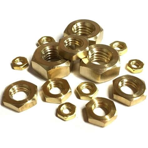 Mm To Mm Size Golden Color Hexagonal Brass Hex Lock Nut For