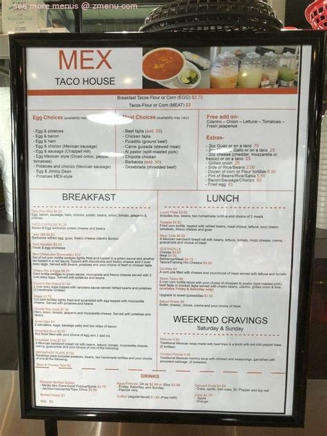 Online Menu of Mex Taco House Restaurant, Cypress, Texas, 77429 - Zmenu