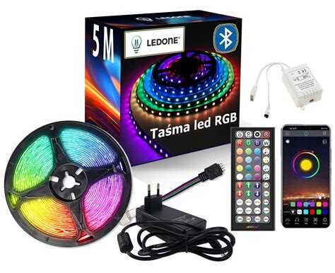 Taśma LED 5M RGB 5050 Bluetooth APLIKACJA MOBILNA PILOT MUZYKA ZESTAW