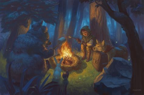 Campfire By Nozomi M Digital Art Fantasy Campfire Drawing Fantasy