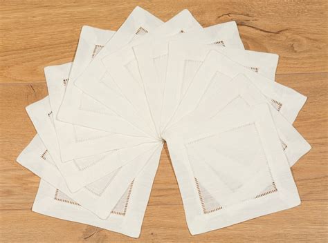 White Linen Cocktail Napkin 4x4a Dozen Cloth Napkin Coasters Ladder