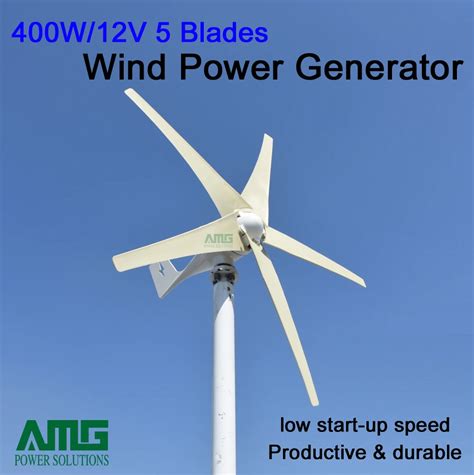 400W 12V 5 Blades Low Wind Start Up Horizontal Residential Wind Mill