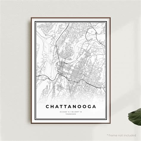 Chattanooga Map Print Chattanooga Street Map Poster | Etsy