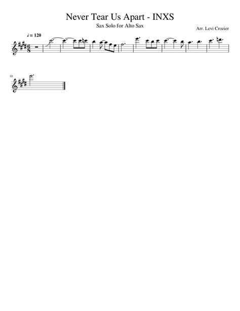 Never Tear Us Apart Alto Sax Solo sheet music for Alto Saxophone ...