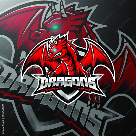 Mascot Red Dragon Gaming Logo Design Stock Vector | Adobe Stock