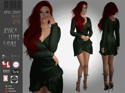 Second Life Marketplace [dieseldeluxe] Jessica Femme Fatale Dress Green