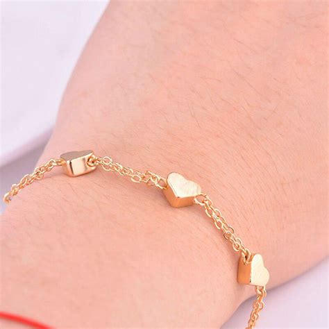 Buy Women Anklets Bracelets Gold Filled Heart Lucky Beaded Ankle Chain