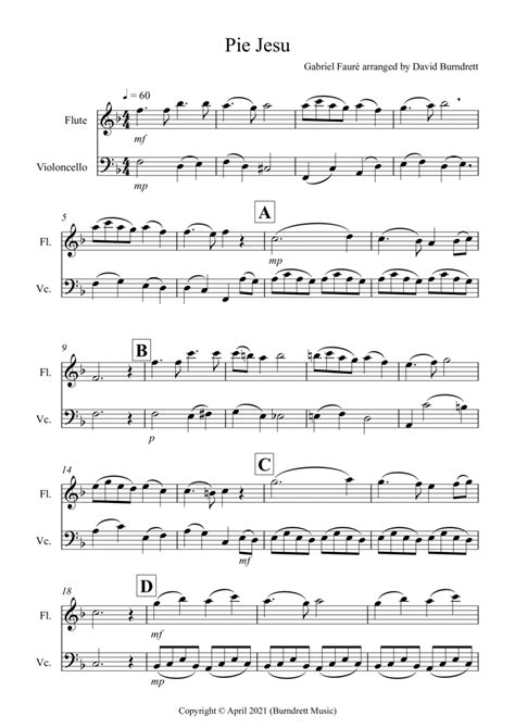 Pie Jesu From Requiem For Flute And Cello Duet Arr David Burndrett