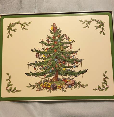 Spode Pimpernel Christmas Cork Backed Placemats Set Of Decorated Tree