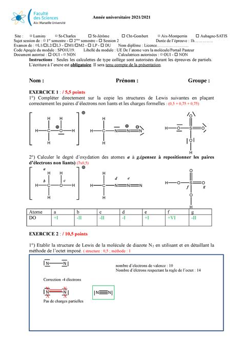 Correction Bareme Partiel Molecule Site Luminy St Charles St