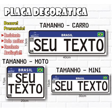 Placa Decorativa Personalizada Estilo Placa De Carro Ou Moto Mercosul