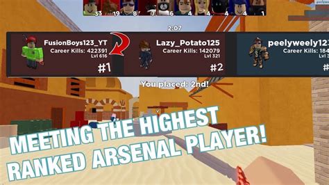 I Met The Highest Ranked Player In Roblox Arsenal Level 600 Youtube