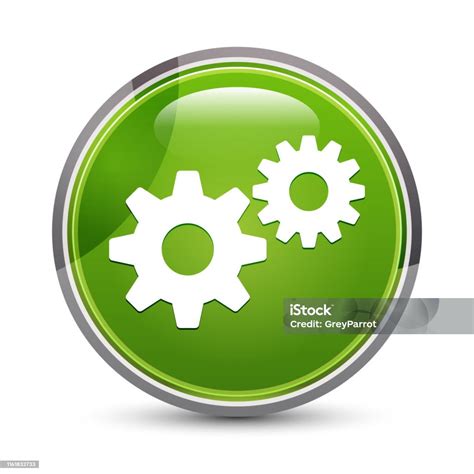 Settings Process Icon Elegant Green Round Button Vector Illustration