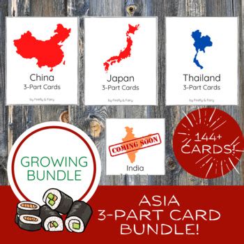 Growing Bundle Asia Continent Montessori Part Cards Geography Science