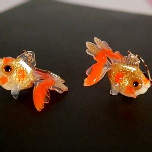 Boucle D Oreille Carpe Ko Poisson Gold Fish Porte Bonheur Etsy France