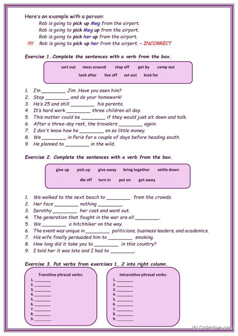 Phrasal Verbs Rules Exercises Dom Deutsch Daf Arbeitsbl Tter Pdf Doc