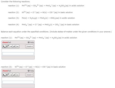 Solved Consider The Following Reactions Reaction Chegg