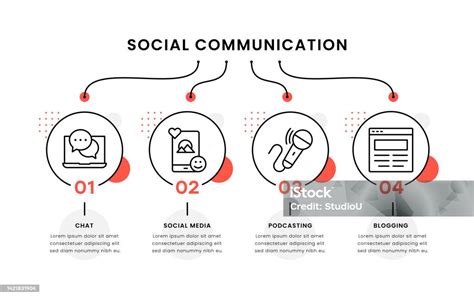 Social Communication Timeline Infographic Template Stock Illustration