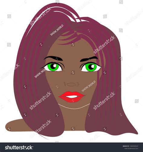 Illustration Girl Nude Long Green Hair Stock Vector Royalty Free