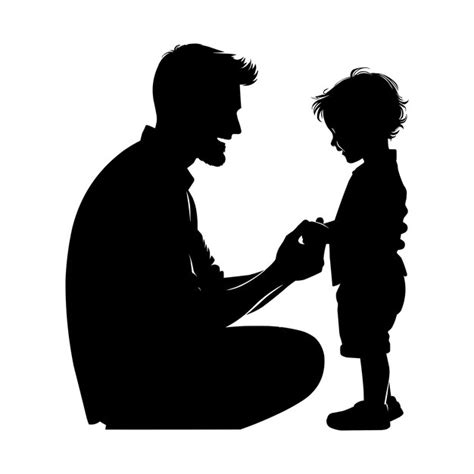 Silueta vectorial de padre e hijo tomados de la mano en una ilustración