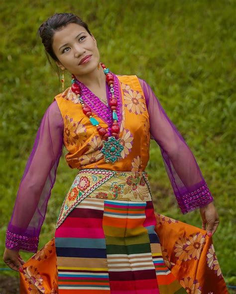 Woman Dressed In Tibetan Traditional Costumes From Utsang Region Tibet