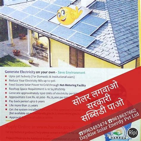 सलर लगवओ सरकर सबसड पओ Rs 20000 per kW नट मटरग क सथ OnGrid सलर पलट लगवए