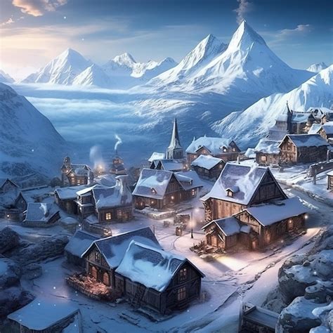 Premium AI Image | A snowy town illustration