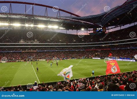 Benfica Flags Soccer Game Football Stadium Sports Crowd Editorial