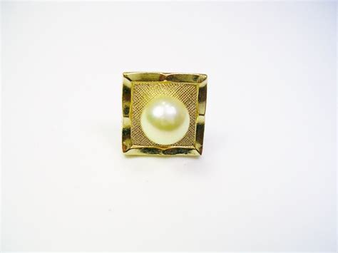 Vintage Tie Tack Tie Pin With Chain Faux Pearl Mens Formal Wear Men