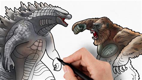 How To Draw Godzilla Vs Kong Youtube