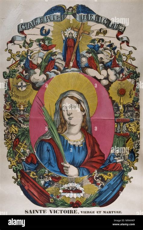 French Th Century Coloured Illustration Showing The Catholic Saint