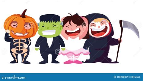 Kids In Halloween Costumes Image Stock Illustration Illustration Of