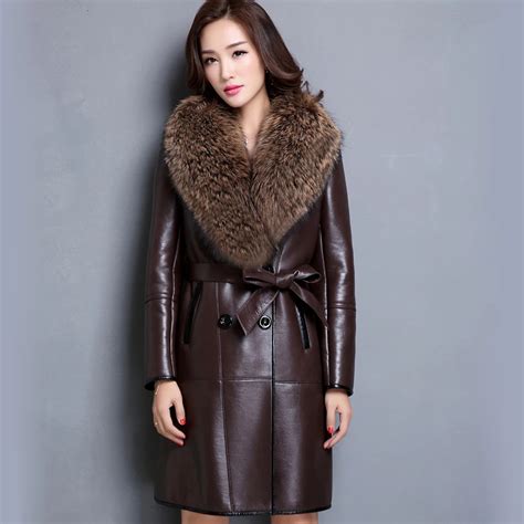 Genuine Sheepskin Coat Women Winter Fur One Piece Leather Jacket Real