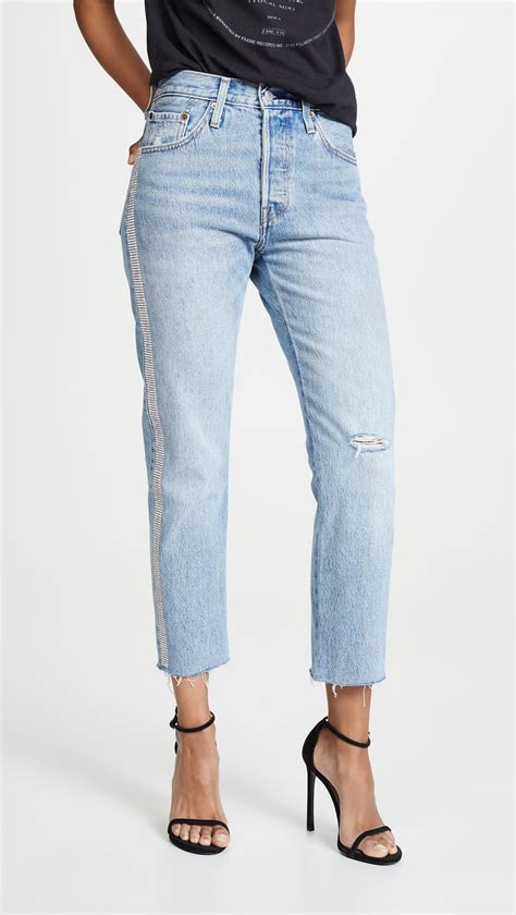 Levis Denim 501 Crop Jeans In Blue Lyst Uk