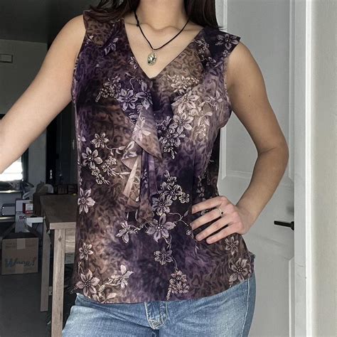 Dressbarn Y K Purple And Gold Shimmery Tank Depop