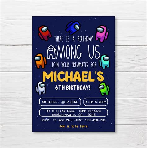 Among Us Birthday Invitation Among Us Invite Among Us Etsy