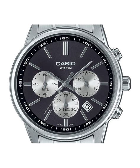 Casio Standard Analog Chronograph Stainless Steel Grey Dial Quartz Mtp