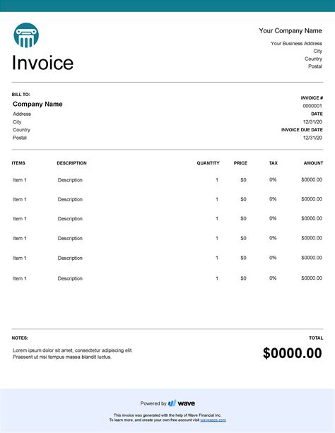 Law Firm Invoice Template Wave Invoicing