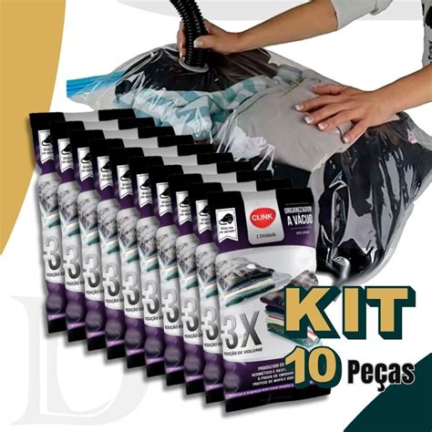 Kit Sacos A V Cuo X Cm Clink Organizador Para Roupas Mala